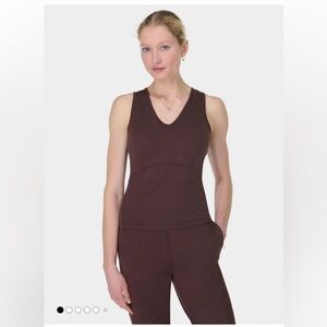 Sweaty Betty Brown Gaia V-Neck Vest Size Medium